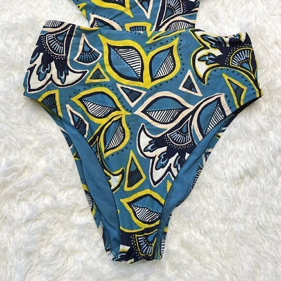 Aerie Blue Halter Cut Out One Piece Swimsuit 9959 - Picture 6 of 10